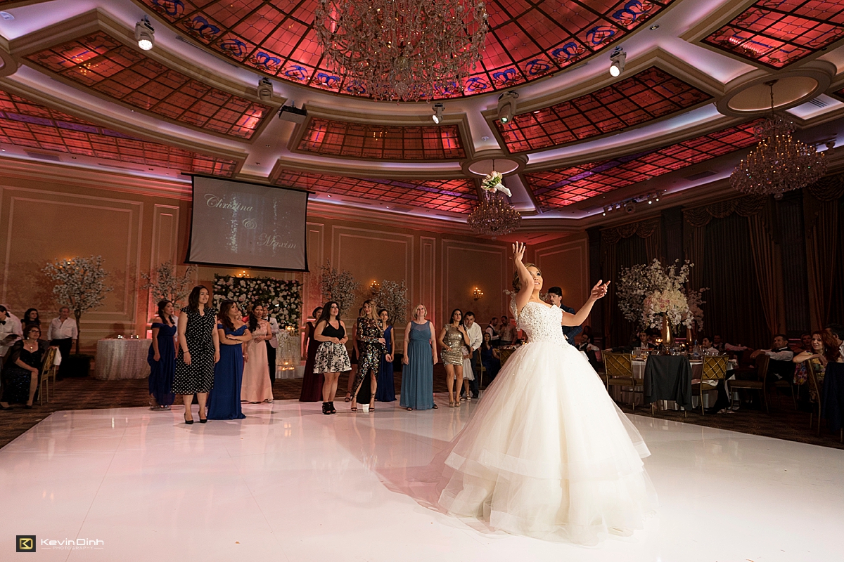 Taglyan Complex wedding reception bouquet toss